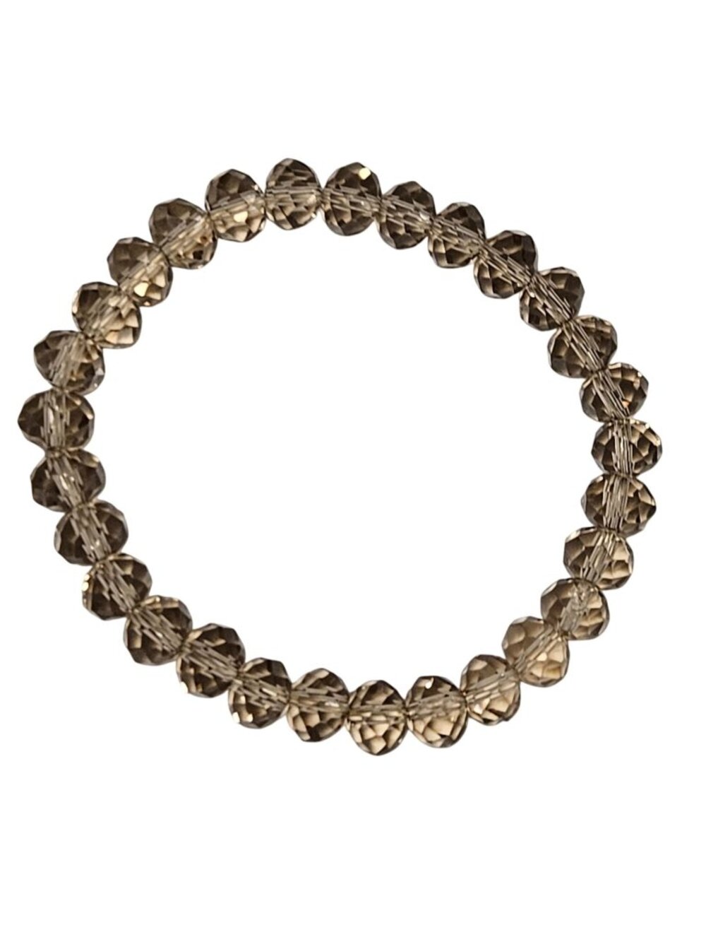 Retro Beaded Bracelet Faceted Crystal Champagne Beads Stretch Sparkly Glam Women